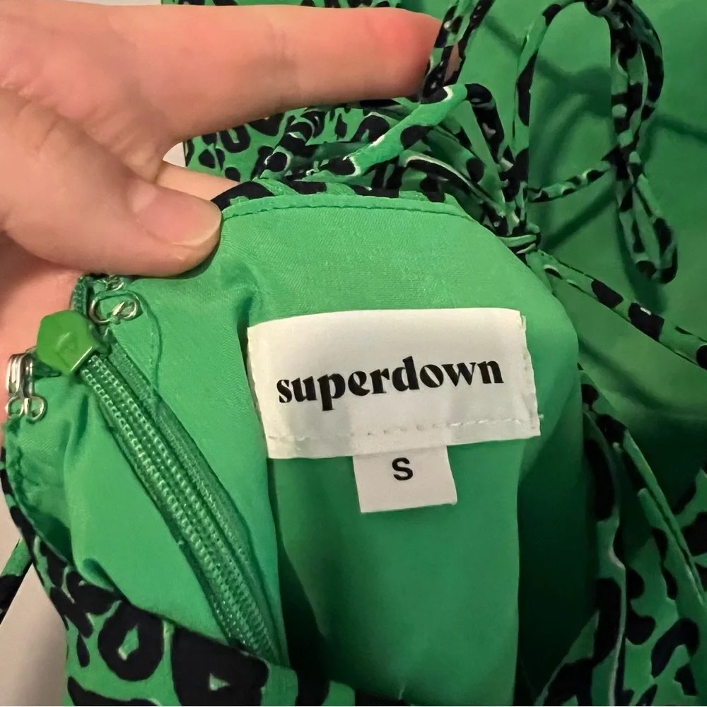 Superdown Green Leopard Print Dixie Backless Dress S - Picture 9 of 9
